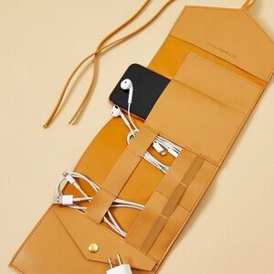 Glass Ladder & Co Katherine Tech Organizer Roll New - Honey Vegan Leather